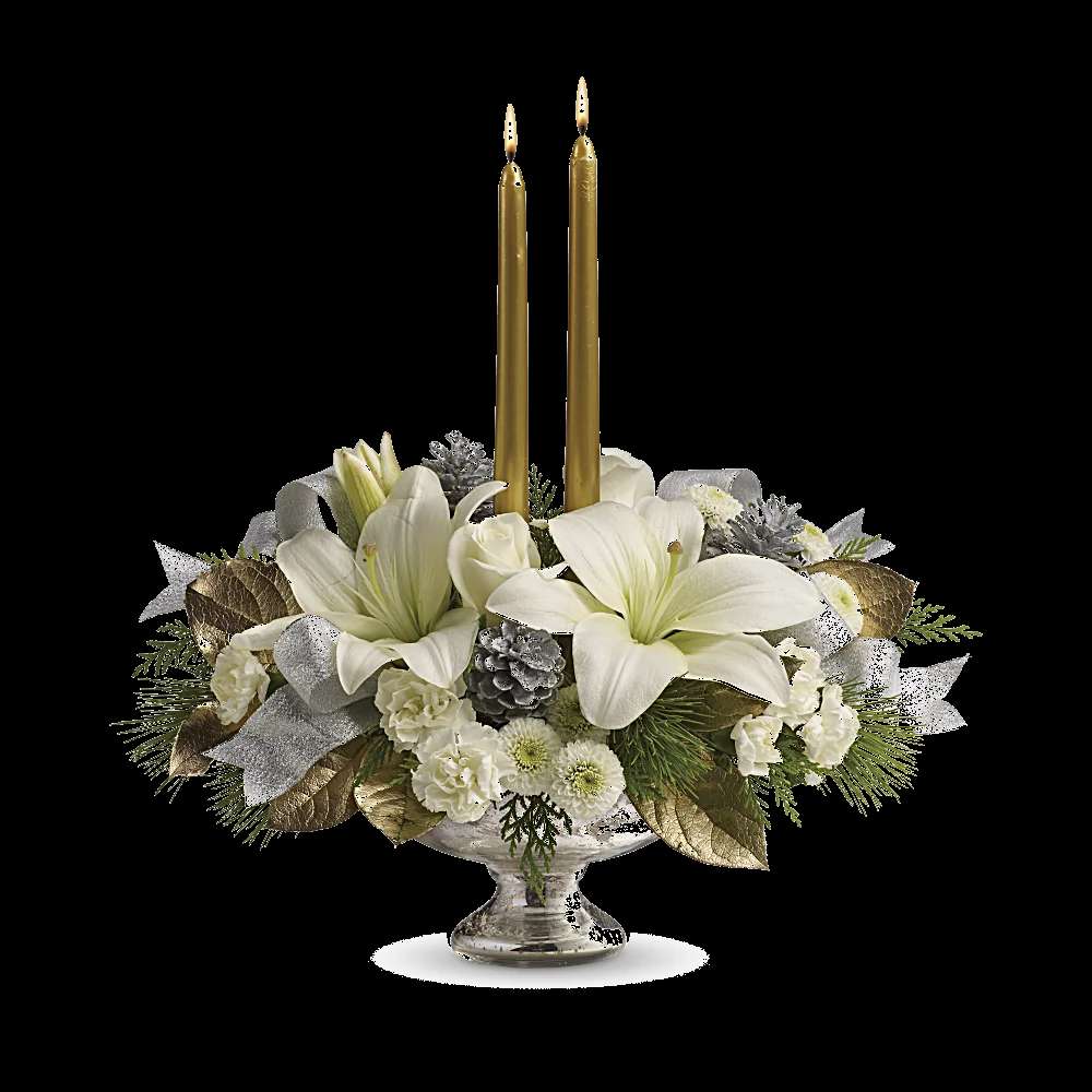 Teleflora's Silver And Gold Centerpiece
