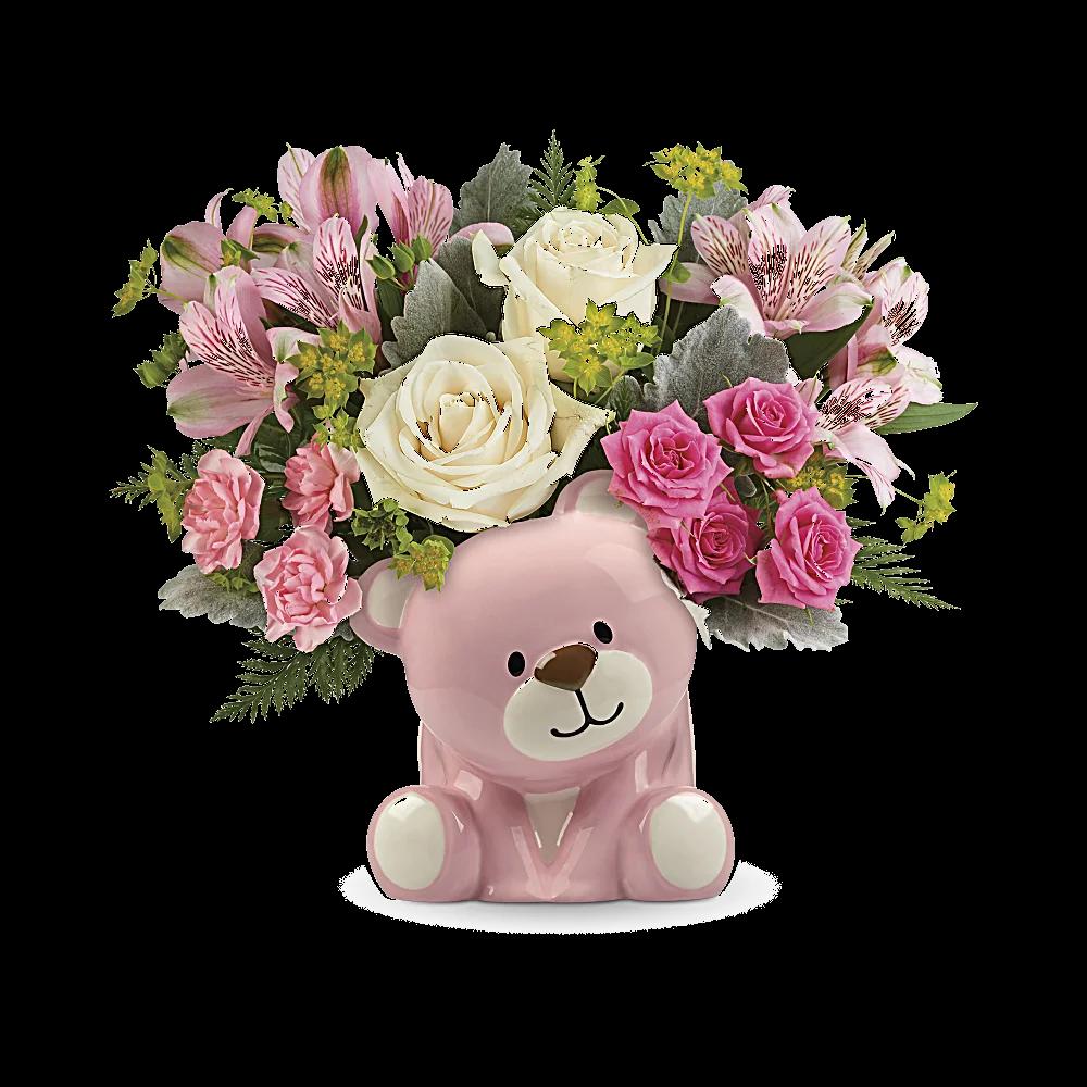 Teleflora's Precious Pink Bear Bouquet